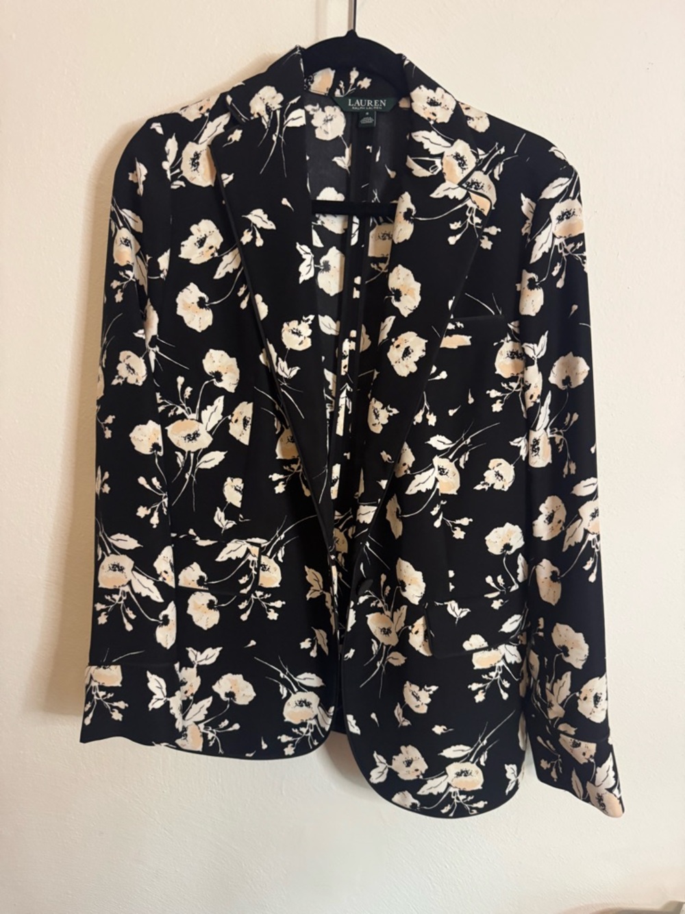 Lauren Ralph Lauren Black and Cream Floral Jacket